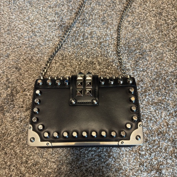 Prada Saffiano-Trimmed City Calf Studded Cahier Bag - Picture 4 of 6